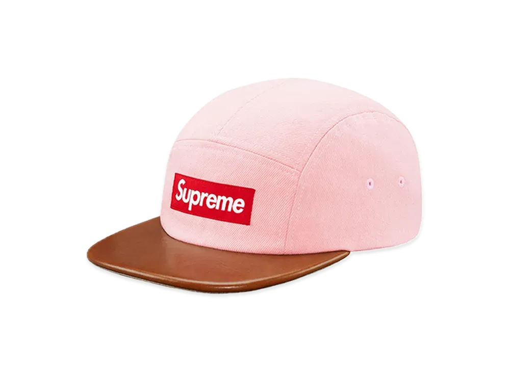 Supreme Denim Leather Visor Camp Cap "Pink" (15FW)