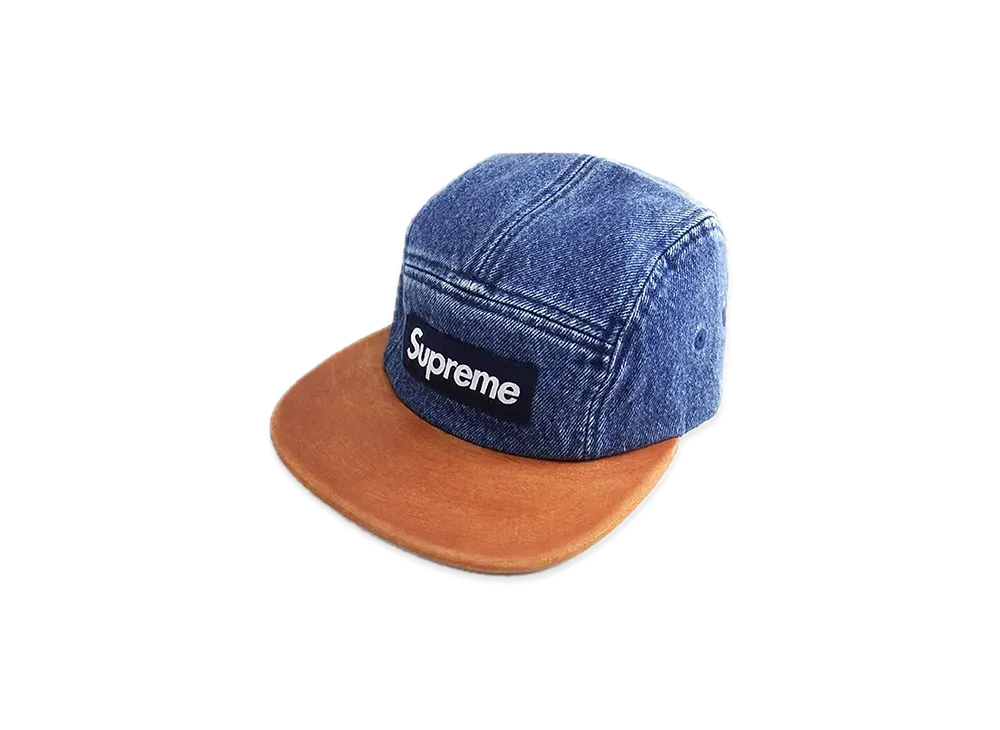 Supreme Denim Leather Visor Camp Cap "Denim" (15FW)
