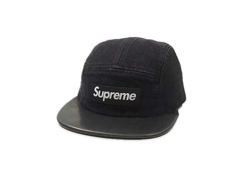 Supreme Denim Leather Visor Camp Cap "Black" (15FW)