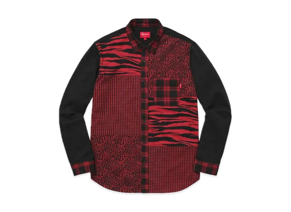 Supreme Animal Patchwork Twill Shirt "Red"