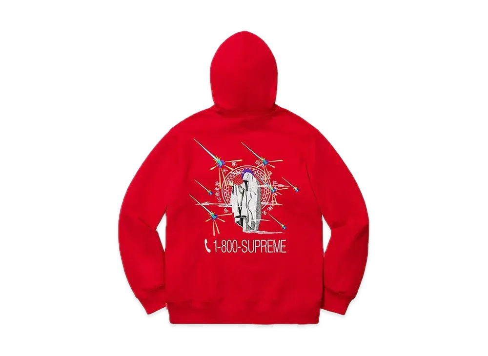 シュプリーム 1-800 フーディー スウェットシャツ "レッド"