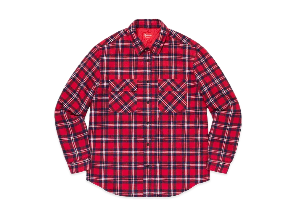 Supreme Arc Logo Quilted Flannel Shirt "Red"