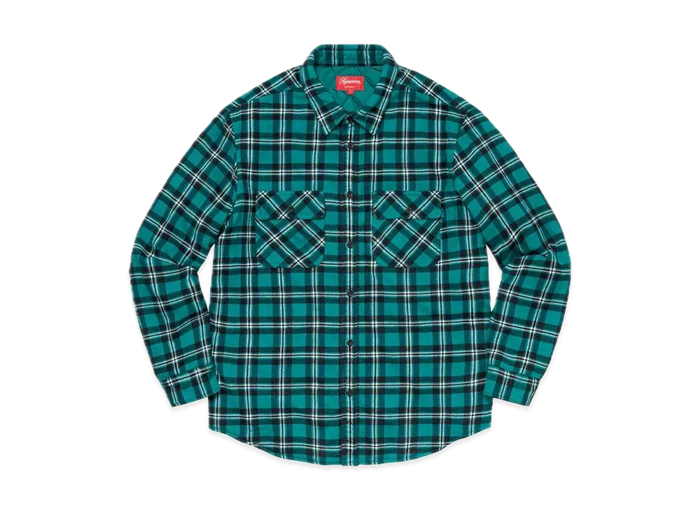 Supreme Arc Logo Quilted Flannel Shirt "Green"