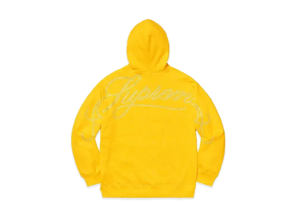 Supreme Rhinestone Script Hooded Sweatshirt "Yellow"