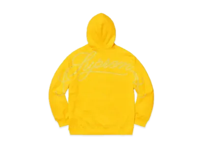 Supreme Rhinestone Script Hooded Sweatshirt "Yellow"
