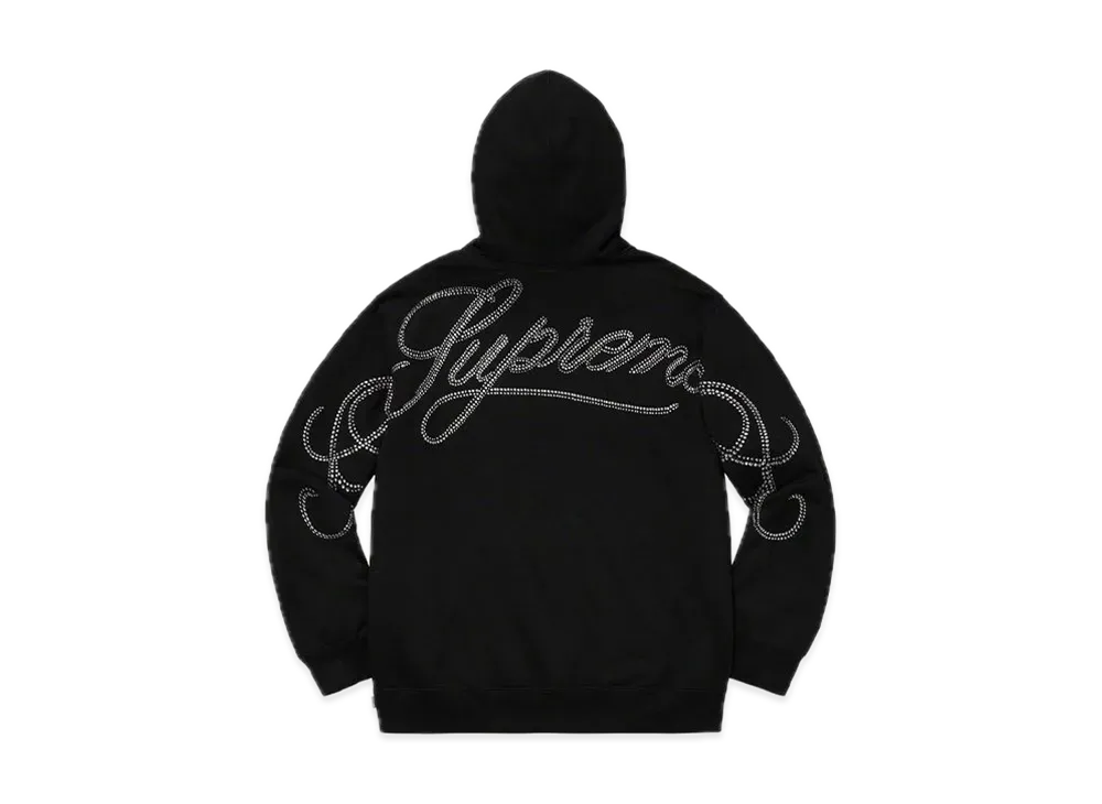 Supreme Rhinestone Script Hooded Sweatshirt "Black"