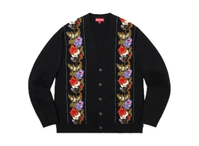Supreme Floral Stripe Cardigan "Black"