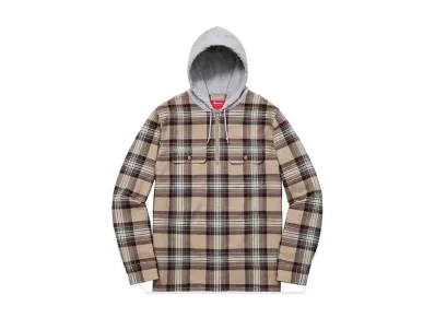 Supreme Hooded Plaid Half Zip Shirt "Tan"