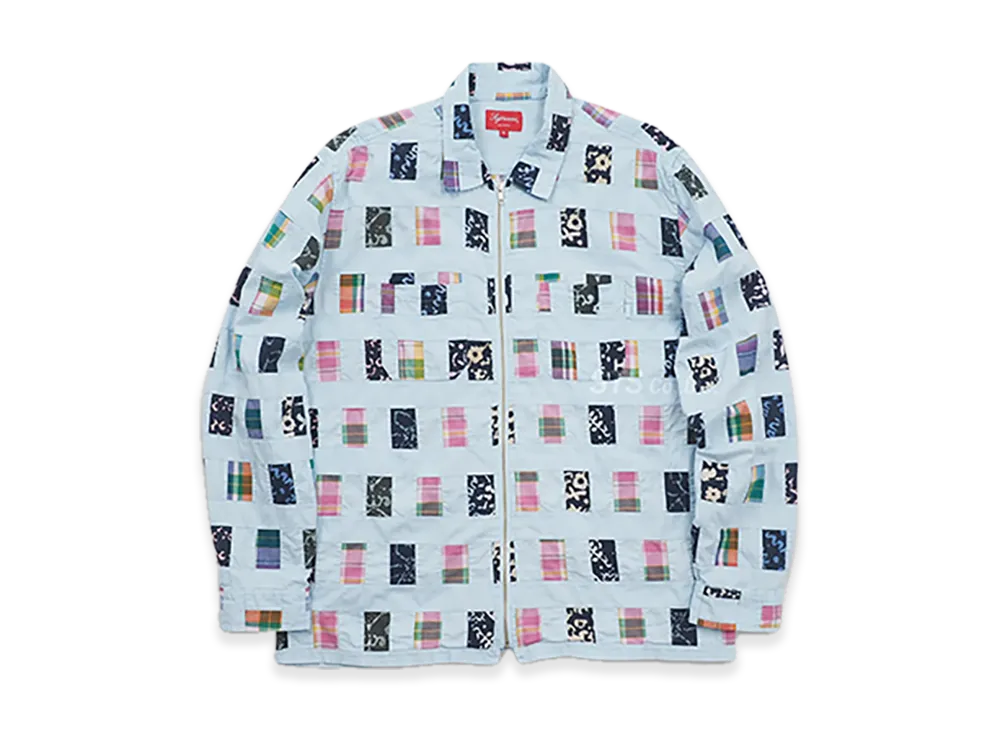 Supreme Patchwork Zip Up Shirt "Light Blue"
