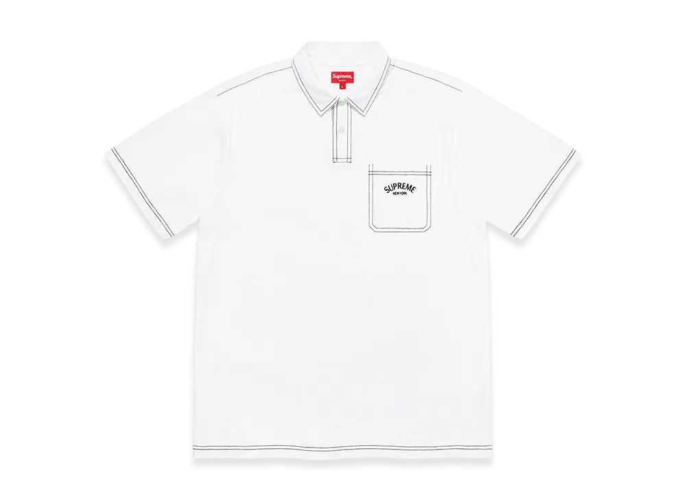 Supreme Contrast Stitch Polo "White"