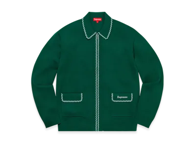 Supreme Checkerboard Zip Up Sweater "Green"