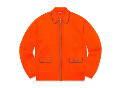 Supreme Checkerboard Zip Up Sweater "Orange"