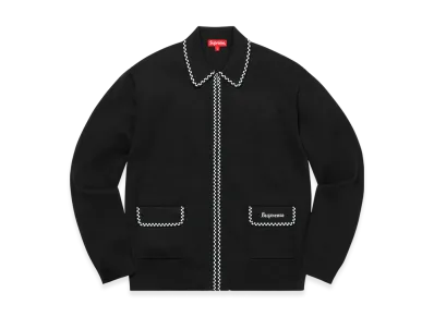 Supreme Checkerboard Zip Up Sweater "Black"
