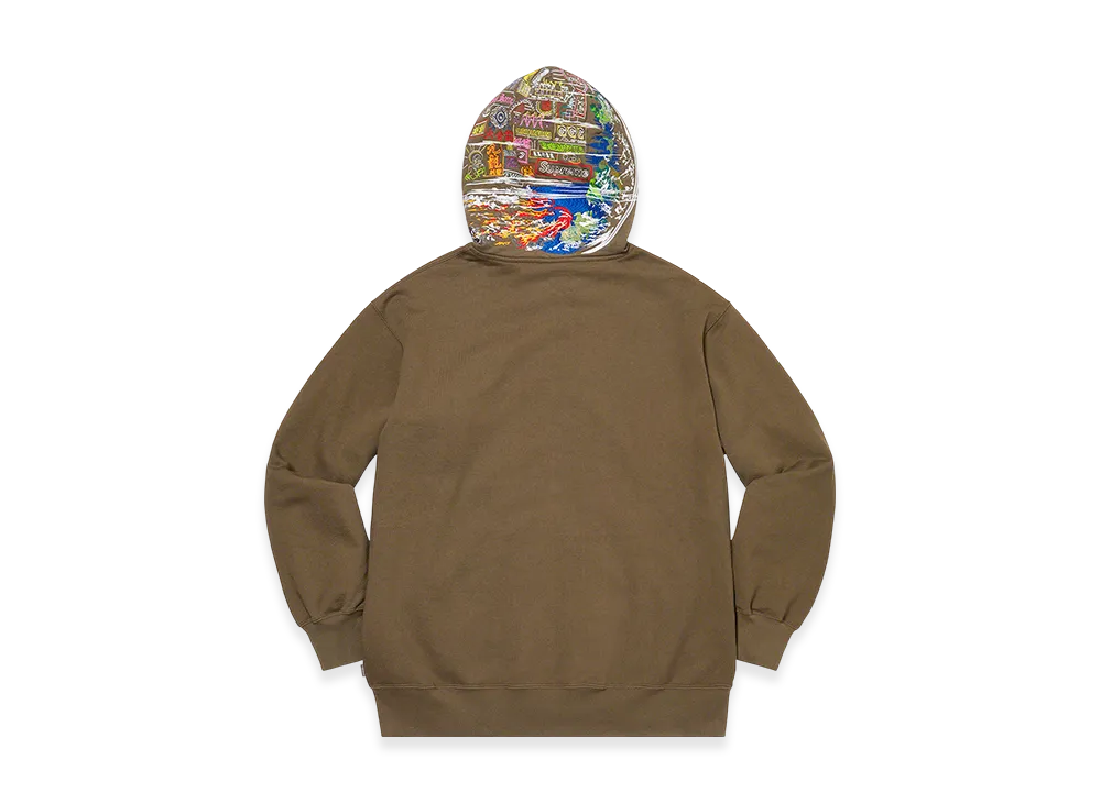 Supreme Globe Zip Up Hooded Sweatshirt "Dark Olive"