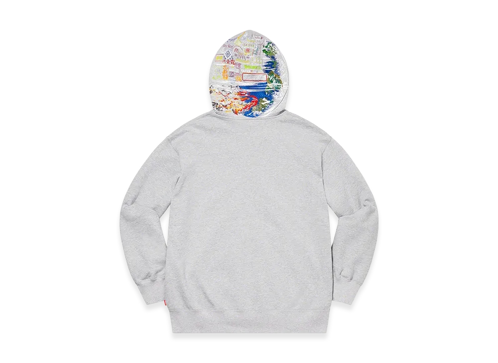 Supreme Globe Zip Up Hooded Sweatshirt "Heather Grey"