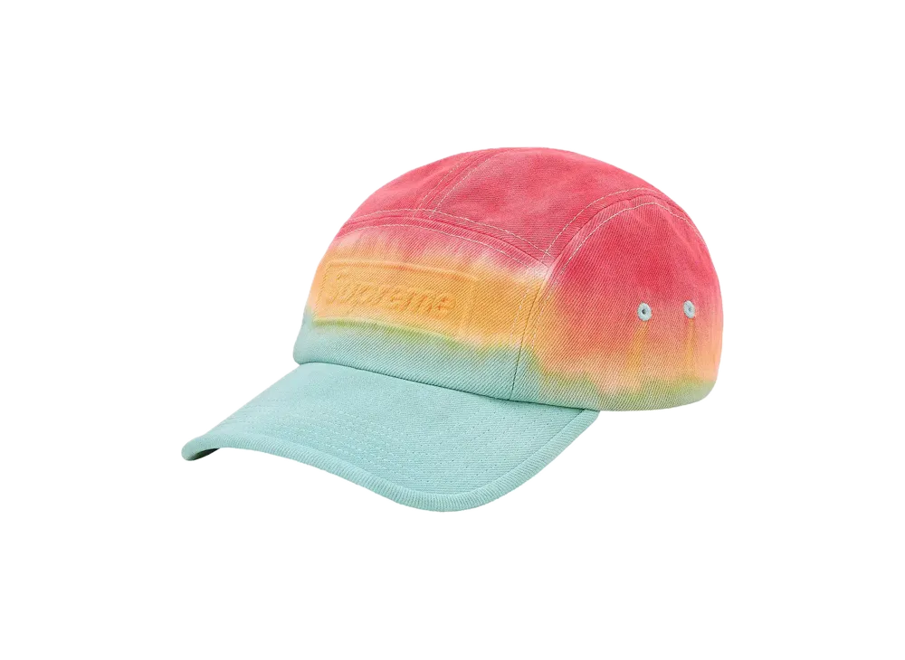 Supreme Embossed Denim Camp Cap "Red Dip Dye"