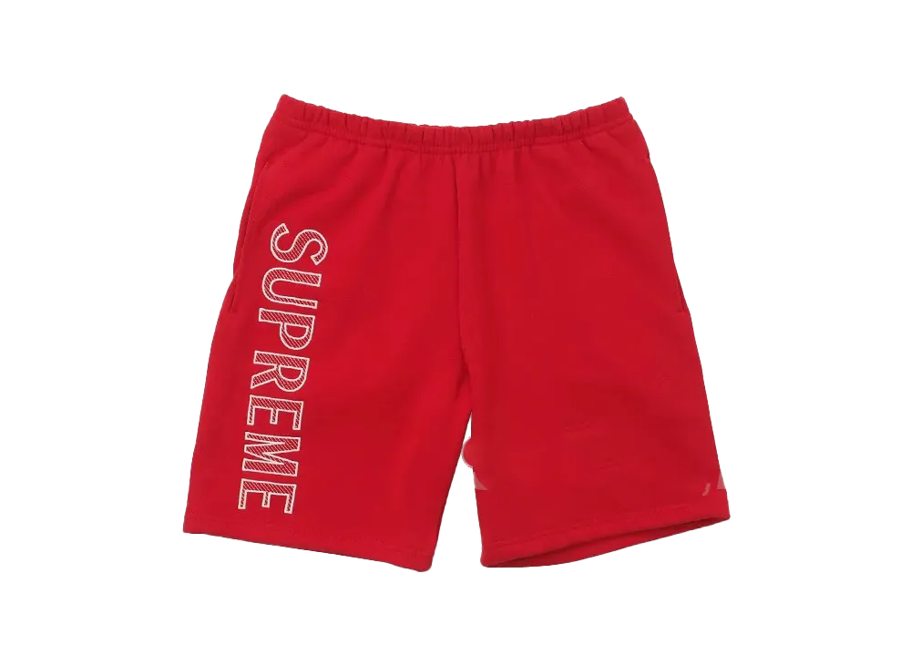 Supreme Leg Embroidery Sweatshort "Red"