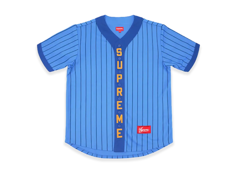 Supreme Vertical Logo Baseball Jersey "Blue/Yellow"