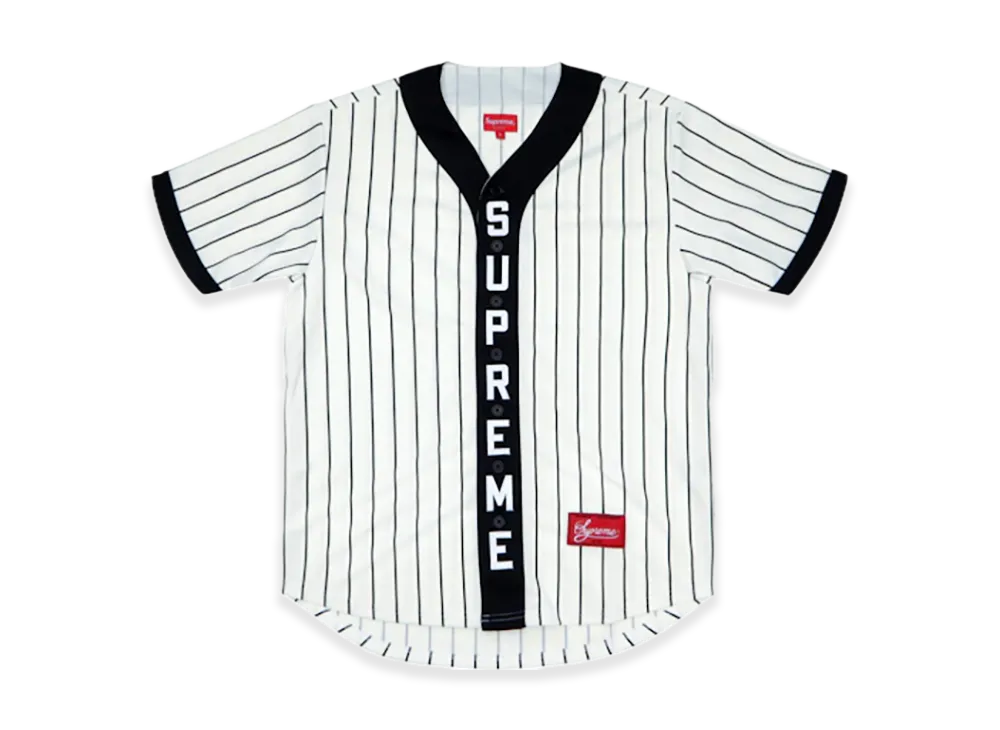 Supreme Vertical Logo Baseball Jersey "White/Black"