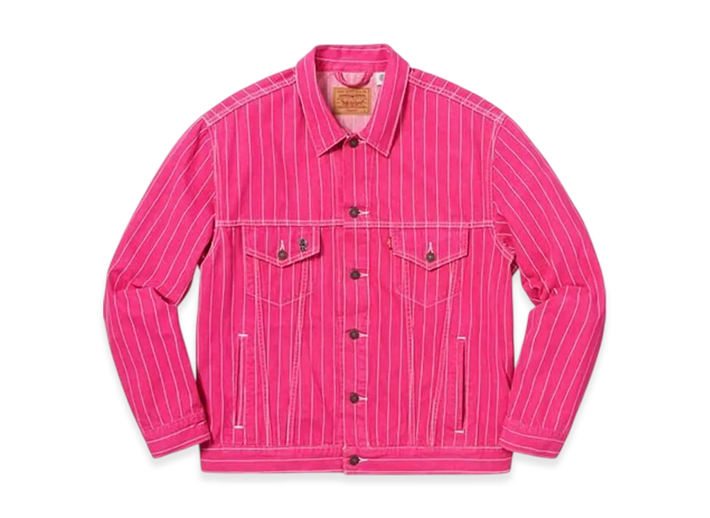 Supreme x Levi's Pinstripe Trucker Jacket "Magenta"