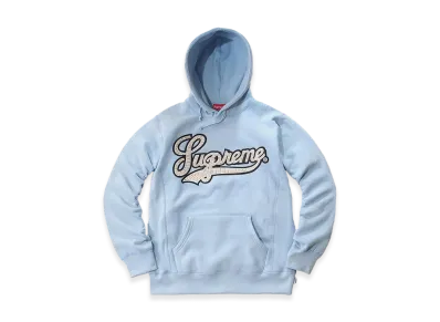 Supreme Studded Leather Script Hooded Sweatshirt "Light Blue"