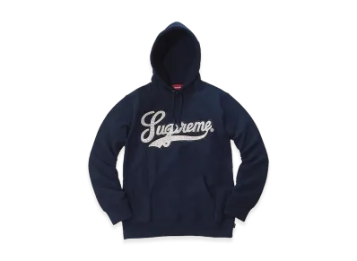 Supreme Studded Leather Script Hooded Sweatshirt "Navy"