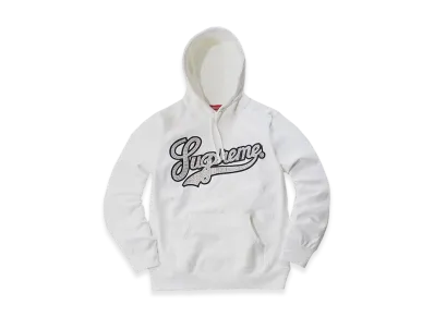 Supreme Studded Leather Script Hooded Sweatshirt "White"