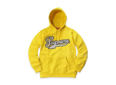Supreme Studded Leather Script Hooded Sweatshirt "Yellow"