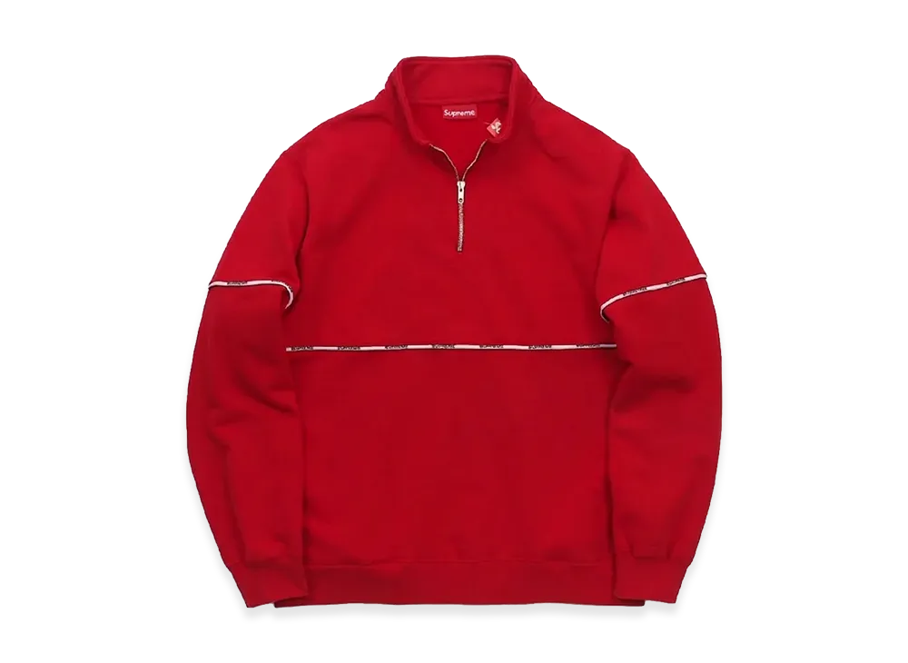 Supreme Logo Piping Half Zip Sweatshirt (18SS) "Red"
