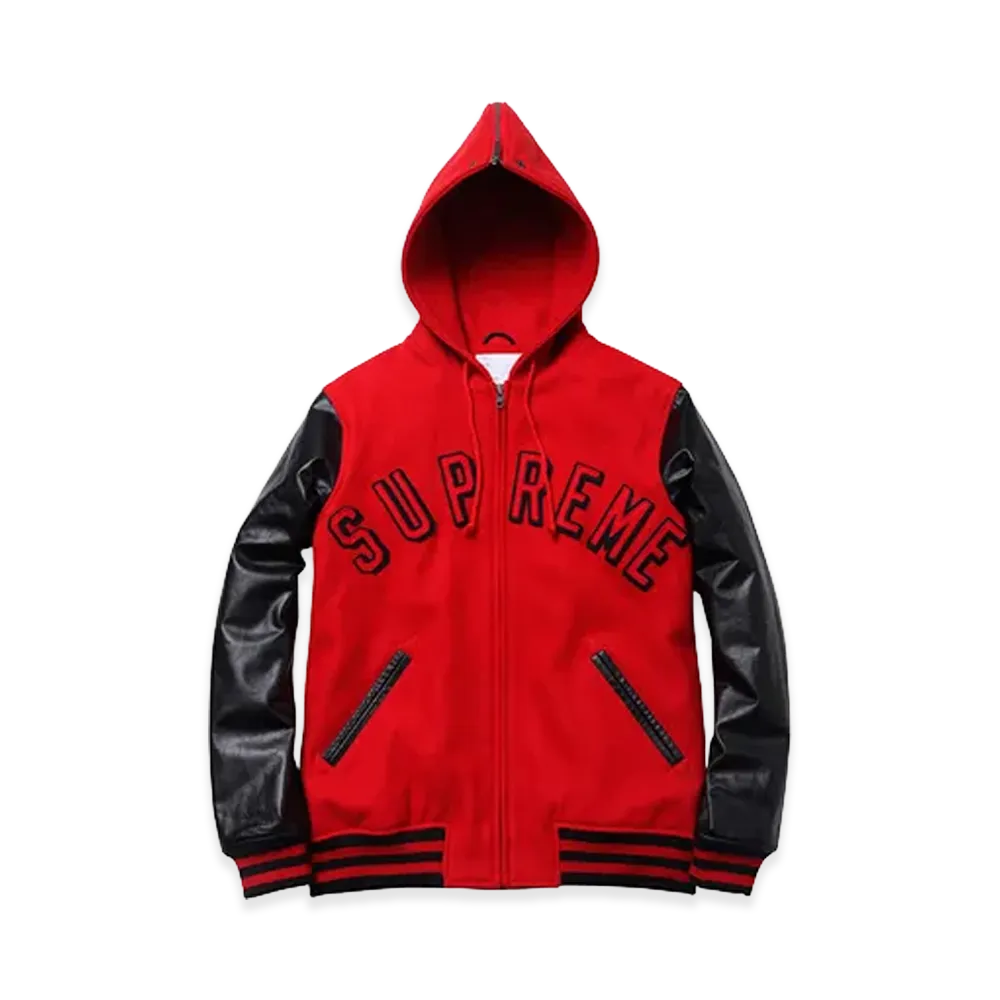 シュプリーム フーデッド バーシティ ジャケット "レッド"