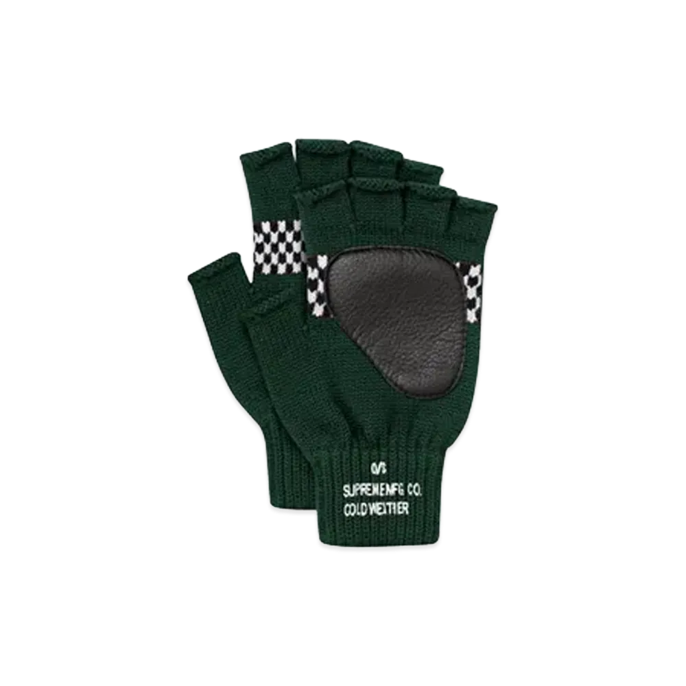 Supreme Checkered Fingerless Gloves "Dark Green"