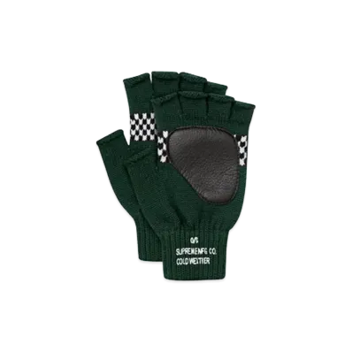 Supreme Checkered Fingerless Gloves "Dark Green"