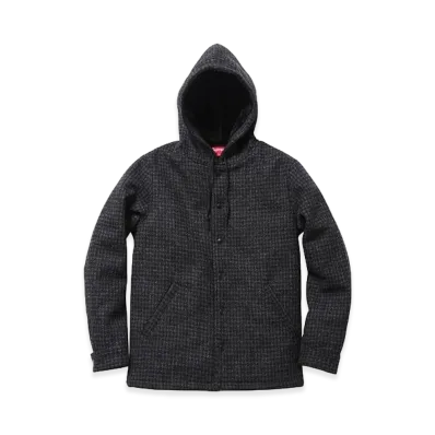 Supreme Harris Tweed Hooded Coach Jacket "Black"