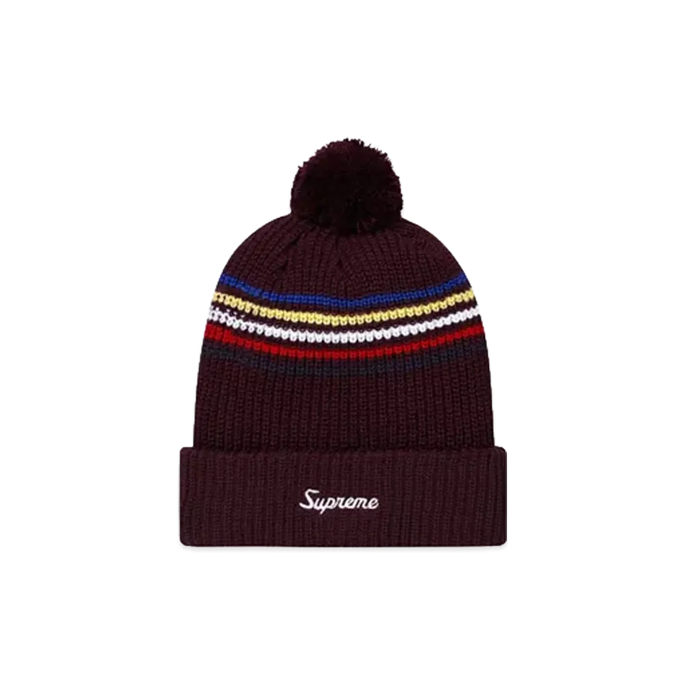 Supreme Loose Gauge Stripe Beanie "Burgundy"
