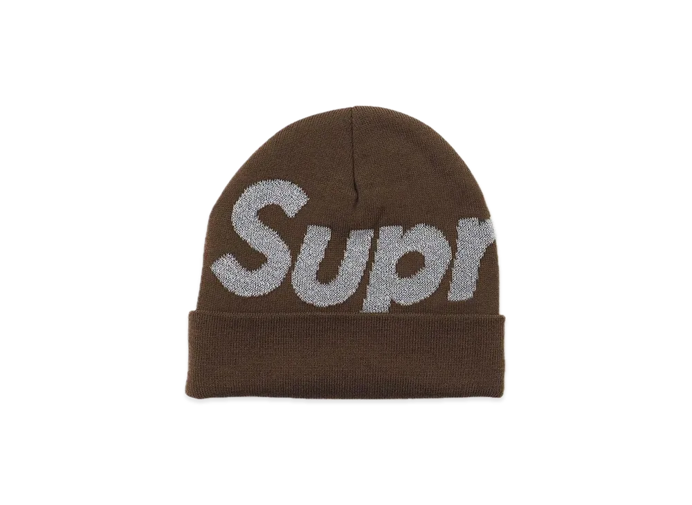 Supreme Reflective Big Logo Beanie "Brown"
