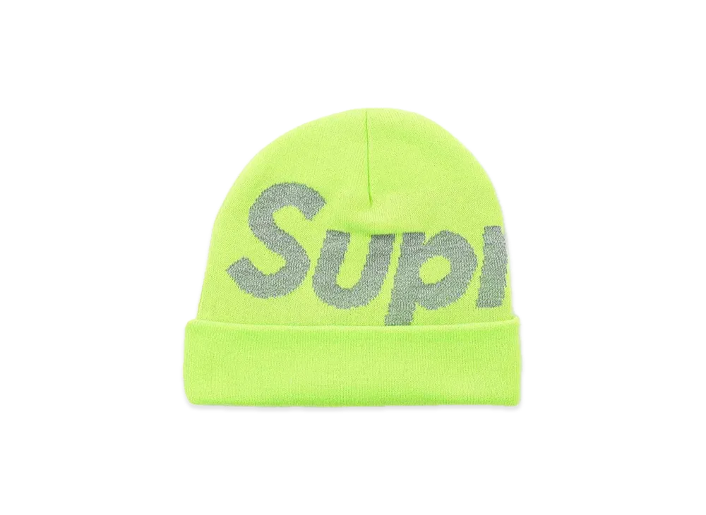 Supreme Reflective Big Logo Beanie "Neon Green"