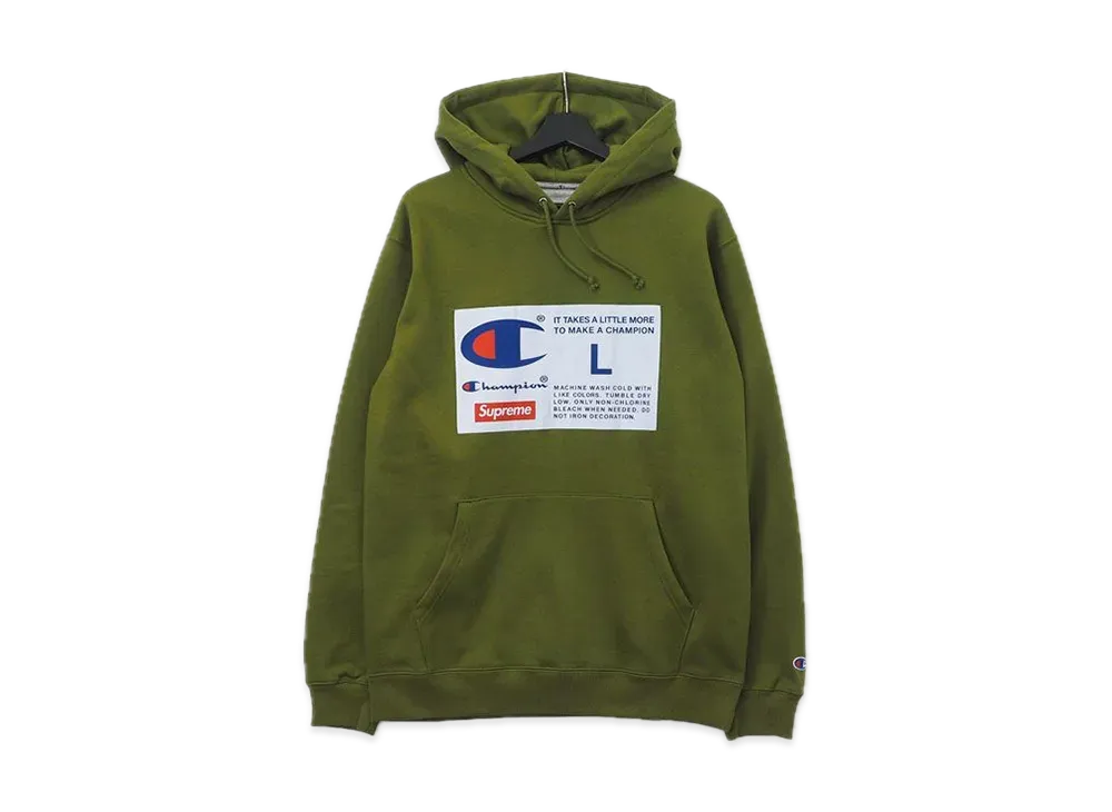 シュプリーム チャンピオン ラベル フーデッド スウェットシャツ "オリーブ"