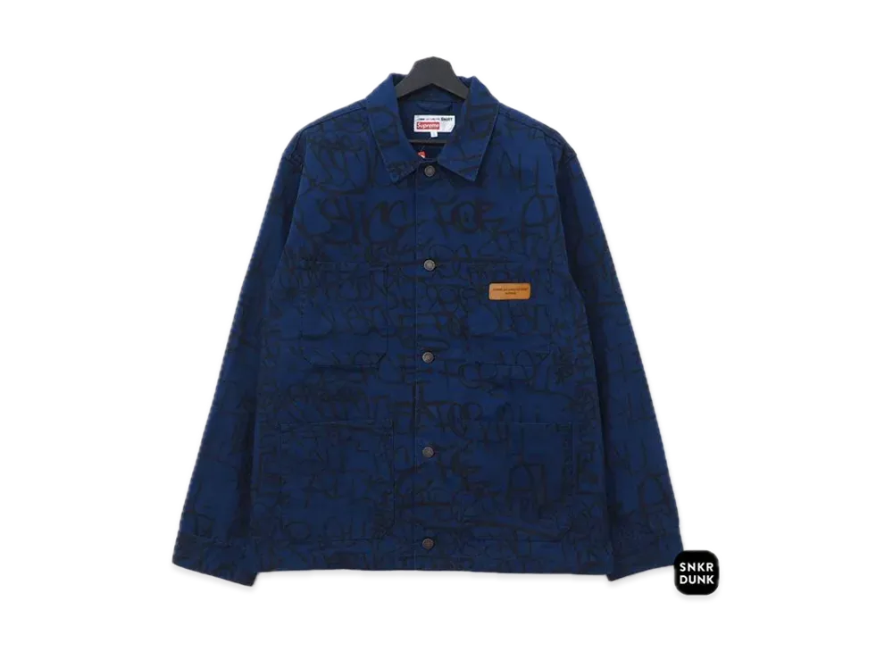 Supreme / Comme des Garçons SHIRT® Painted Canvas Chore Coat "Navy"
