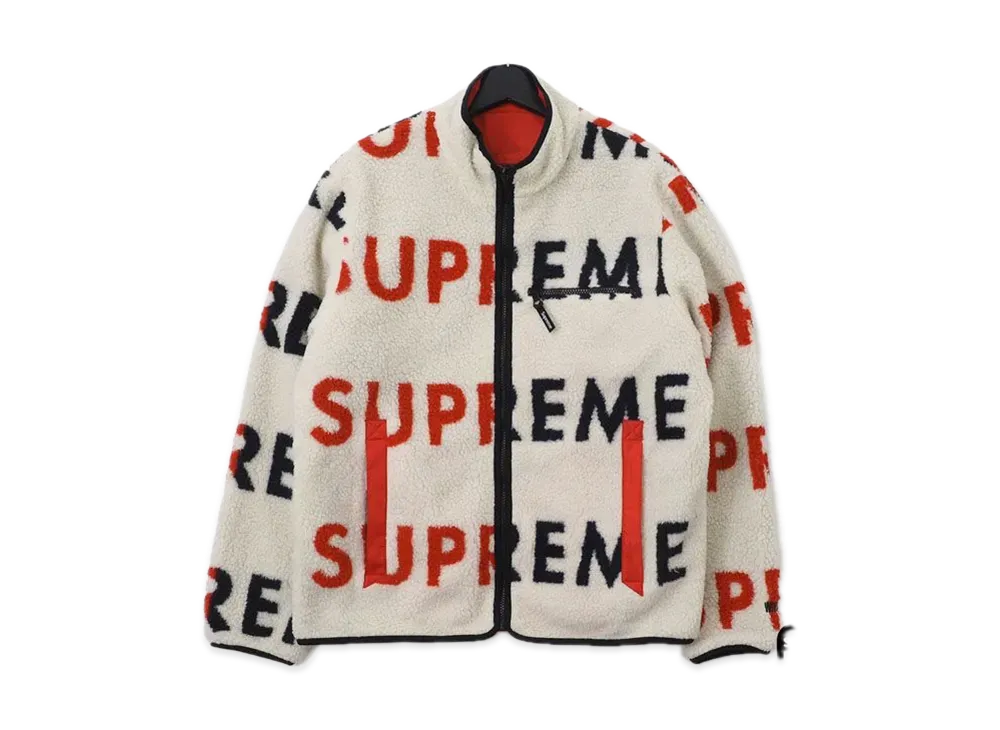 シュプリーム リバーシブル ロゴ フリース ジャケット "ホワイト"
