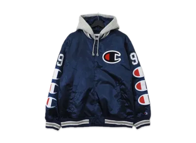 Supreme / Champion® Hooded Satin Varsity Jacket "navy"