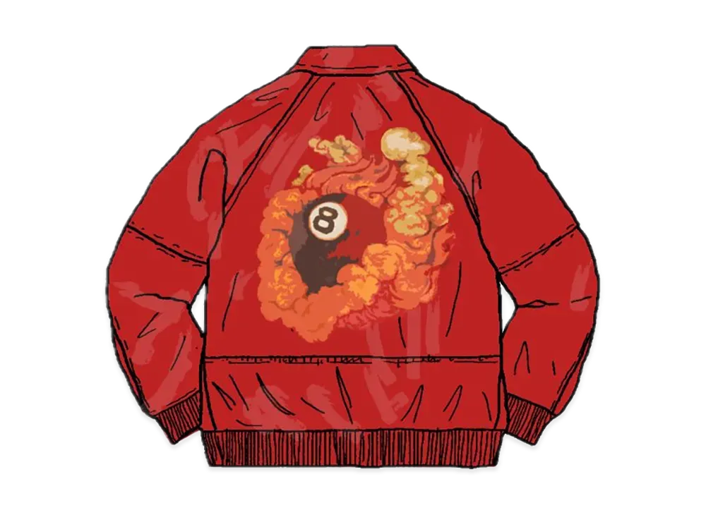 Supreme / Martin Wong Schott 8-Ball Leather Varsity Jacket "Red"