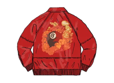 Supreme / Martin Wong Schott 8-Ball Leather Varsity Jacket "Red"