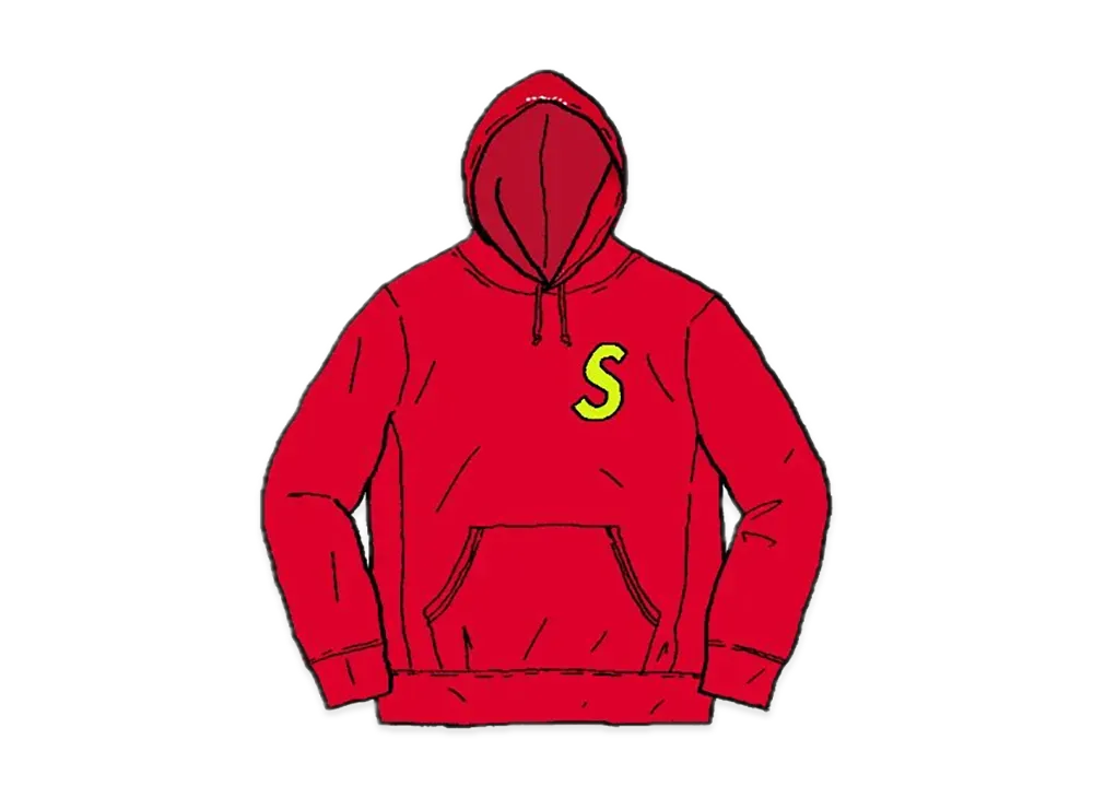 シュプリーム エス ロゴ フーデッド スウェットシャツ "レッド" (19FW)