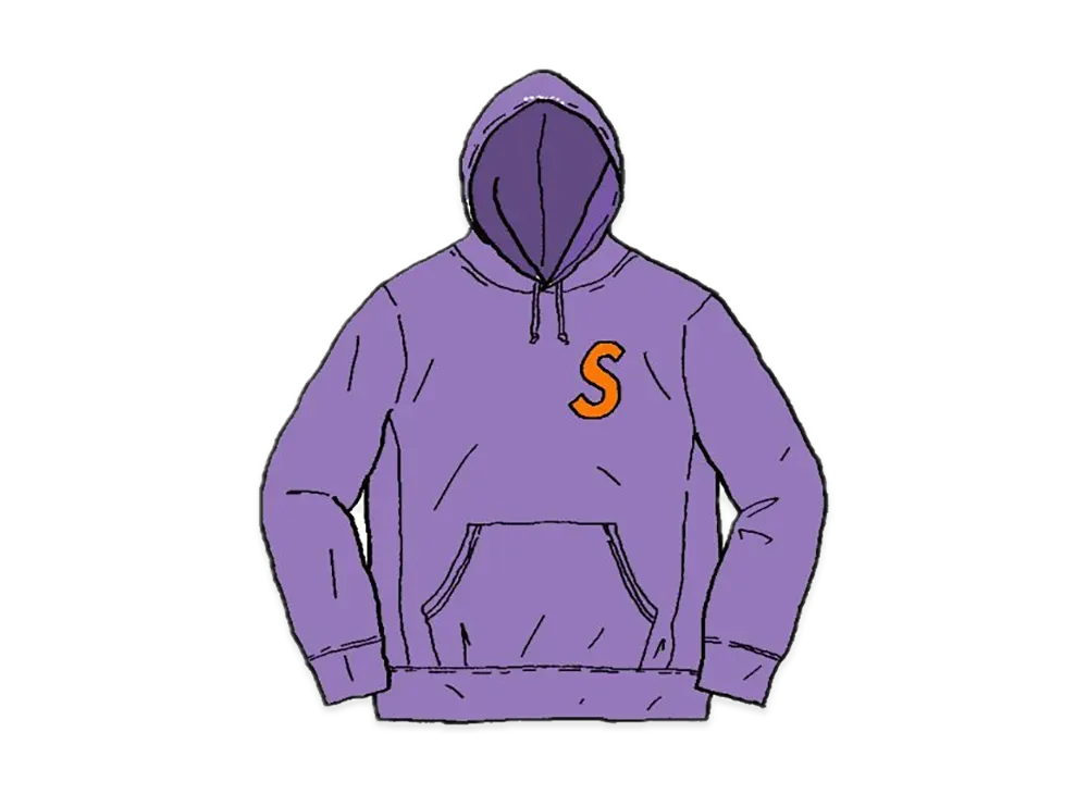 シュプリーム エス ロゴ フーデッド スウェットシャツ "ライト バイオレット" (19FW)