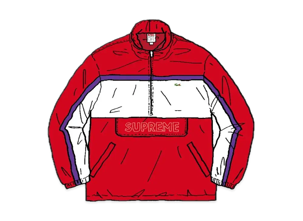 Supreme / Lacoste Puffy Half Zip Pullover "Red"