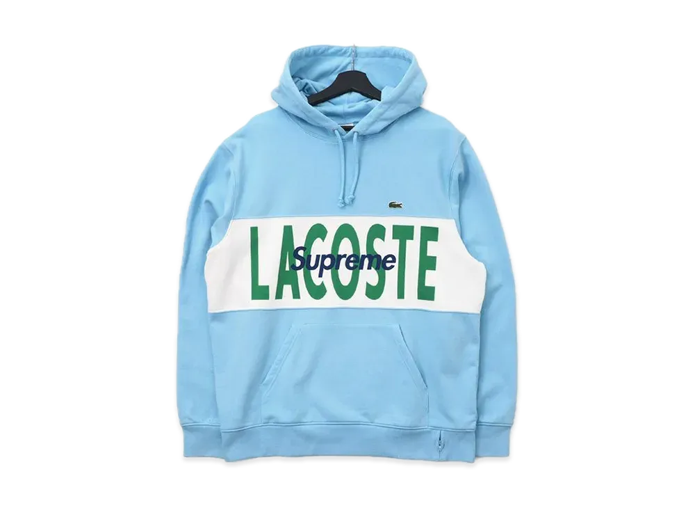 Supreme / Lacoste Logo Panel Hooded Sweatshirt "Blue"