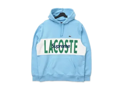 Supreme / Lacoste Logo Panel Hooded Sweatshirt "Blue"