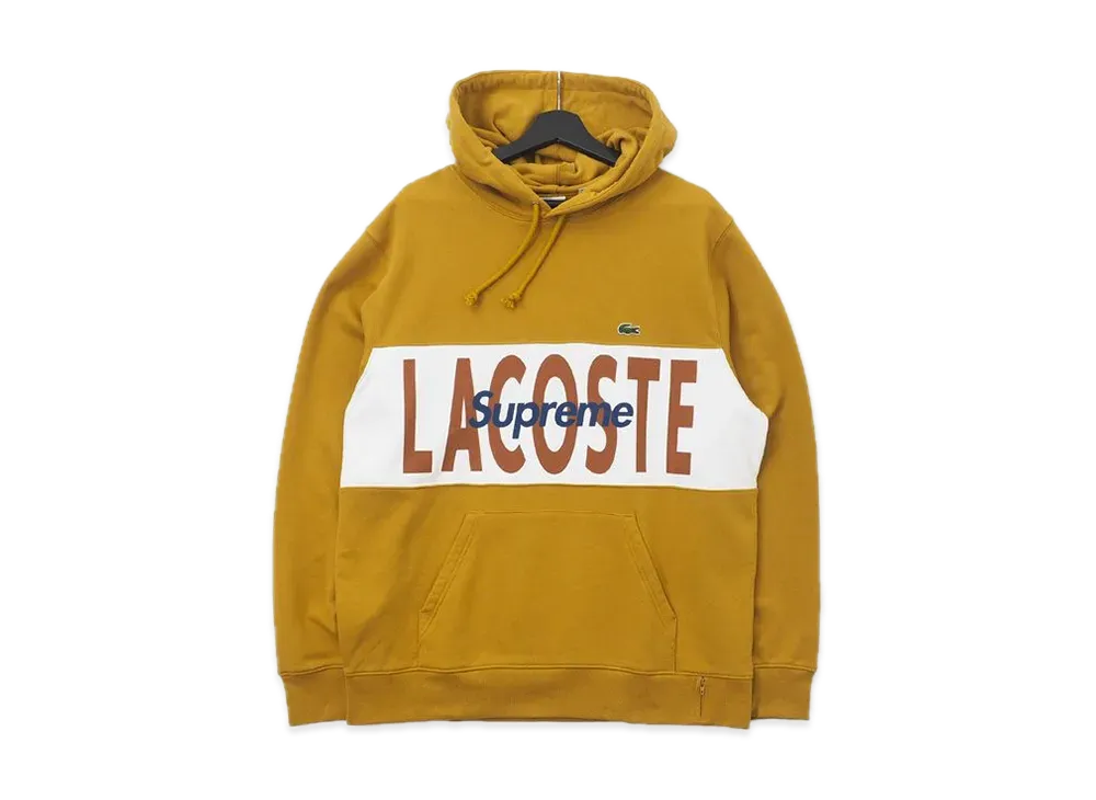 Supreme / Lacoste Logo Panel Hooded Sweatshirt "Tan"