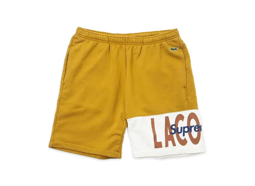 シュプリーム ラコステ ロゴ パネル スウェットショート "タン"
