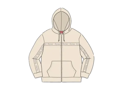 Supreme Text Stripe Zip Up Hooded Sweatshirt "Ivory"
